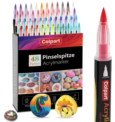 Acryl-Pinselstifte, 48 Farben, für Stein, Holz, Glas, Keramik