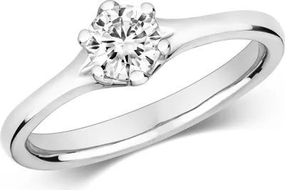 Produktbild von Funkelndes Feuer 18 Karat (750) Weißgold Solitär Verlobung Diamant Damenring Brillant-Schliff 0.50 Karat GH - SI2, 54 (17.2); TRS3220318KWRSN