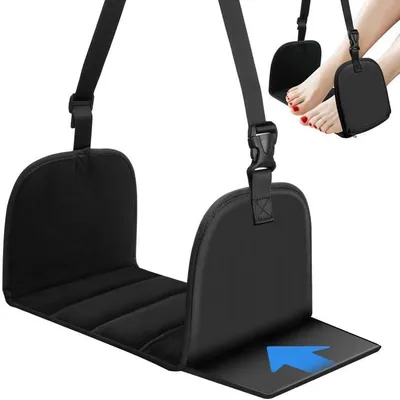 Produktbild von Flugzeug Fußstütze, Fuß Hängematte, Fußstütze aus Premium Memory Foam, Tragbare Flugzeug Beinauflage - bietet Entspannung und Komfort