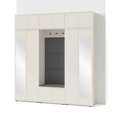 Produktbild von Garderoben-Set Napoli Version 2:Kleiderschrank mit Polsterpaneelen, Schuhschrank, Hängeschrank für Flur und Eingangsbereich (Cashmere/Trinity 15)