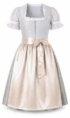Produktbild von 2-teiliges Trachtenkleid (Kleid + Schürze) in Beige/Hellgrün/Gold