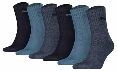 Produktbild von PUMA Uni Sportsocken, 6 Paar - Short Crew Socks, Tennissocken, einfarbig Blau 39-42