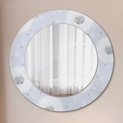 Obrázek produktu pro Ø50cm Moderní zrcadlo - nástěnné zrcadlo k montáži na stěnu - ložnice - květiny pampelišky
