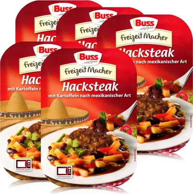 Produktbild von Buss Hacksteak mit Kartoffeln mexikanischer Art 300g - Fertiggericht (5er Pack)