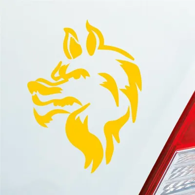Produktbild von Auto Aufkleber Böser Wolf Hund Tier Animal Tribal Tattoo 12x9 cm Gelb Sticker Heckscheibenaufkleber