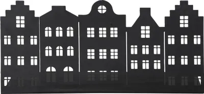 Produktbild von Häuserleiste TOWN schwarz L38cm Dekoleiste mit Häusern aus Metall Haussilhouette