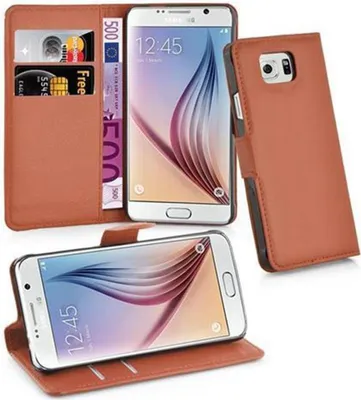 Produktbild von Cadorabo Hülle für Samsung Galaxy S6 Schutz Hülle in Braun Handyhülle Etui Case Cover Magnetverschluss