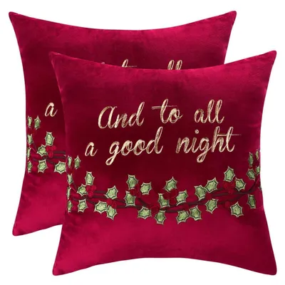 Productafbeelding van 2 stuks kerstkussenslopen, 45x45 cm, polyester, decoratieve kussensloop met wintermotief
