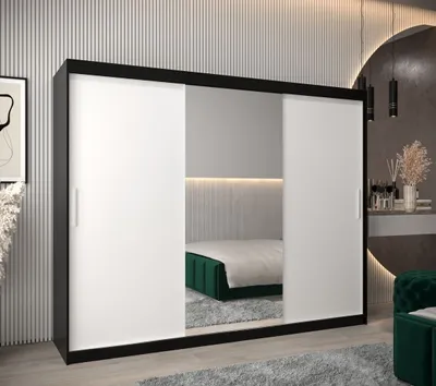 Produktbild von Schwebetürenschrank mit einer Breite von 250 cm TIMEA 1 – Schwarz/Weiß