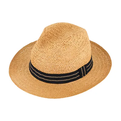 Produktbild von Fiebig Papierhut Fedora mit Kontrastripsband crushable Beige Gr. 55