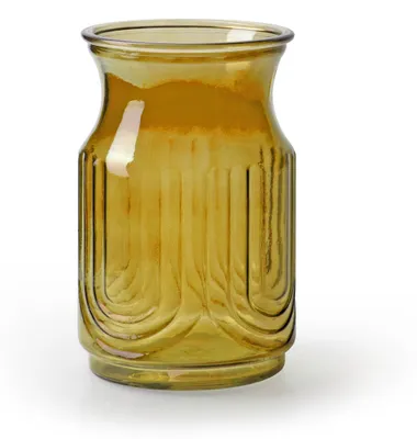 Produktbild von Jodeco Blumenvase - bernsteingelb/transparentes Glas - 20 x 12,5 cm
