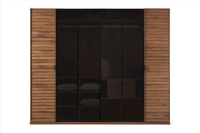 Image de Kleiderschrank Schiebtüren Glastüren Schlafzimmermöbel Spiegel Braun