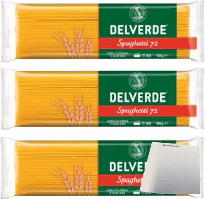 Produktbild von Delverde Spaghetti 72 3er Pack (3x500g Packung) + usy Block