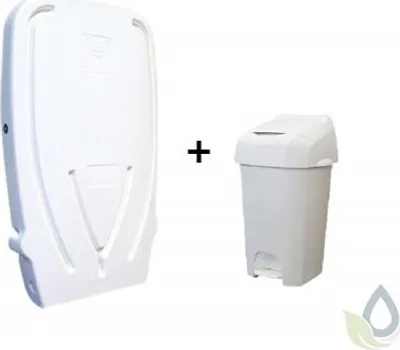 Produktbild von SET klappbarer Wickeltisch aus Kunststoff und weißer Nappease™ Windeleimer 60 Liter