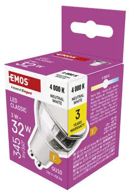 LED Lampe Classic MR16 Silber/ GU10 / 3 W (32 W) / 345 lm / Neutral Weiß