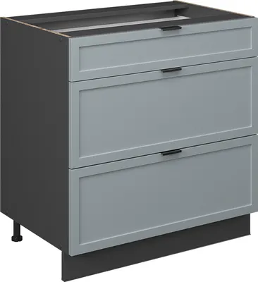 Zdjęcie produktu dla Szafka dolna do kuchni Vicco Fame-Line Jasnoniebiesko-szary 80 cm z 3 szufladami, bez blatu roboczego, Model 50884