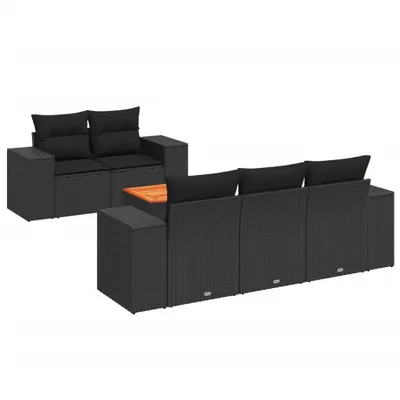 Zdjęcie produktu dla vidaXL 6-częściowa sofa ogrodowa z poduszkami z czarnego polirattanu