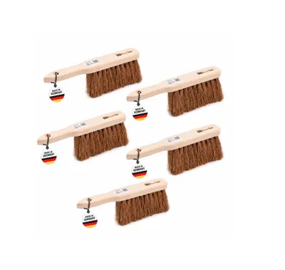 Produktbild von Qualitäts Handfeger 5 Stück Handwerker Set Kokos Borsten weich Handbesen 28cm Lang Feger Naturfaser Industriebesen Werkstattbesen