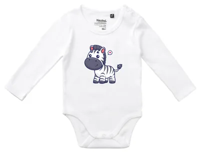 Produktbild von Huuraa Baby Body Zebra Comic 74 White Baumwolle Fairtrade Langarmbody Geschenkidee