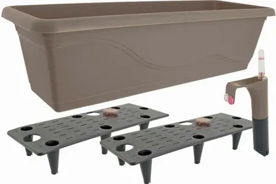 Produktbild von Centi Pflanzkasten / Blumenkasten MADRID mit Wasserspeicher - ca. 60cm x 20cm x 17cm - taupe