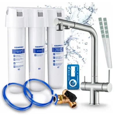 Produktbild von Ari 3-Wege-Küchenarmatur Venom, Edelstahl, Ausziehbare Spültischarmatur Im Set Mit Aquaphor Wasserfiltersystem, 360° Schwenkbar