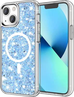 Produktbild von Techsuit Sparkly Glitter Back Cover Hülle mit MagSafe für Apple iPhone 13 - Blau