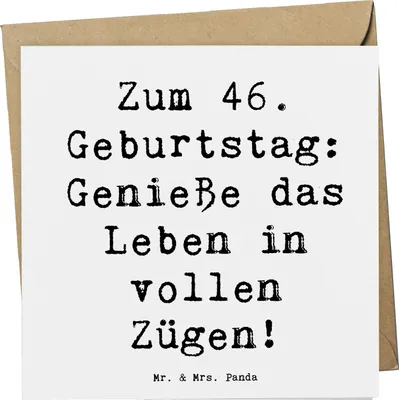 Produktbild von Mr. & Mrs. Panda Glückwunschkarte Spruch 46. Geburtstag Lebensfreude - Weiß - Geschenk, anlasskarte, Geburtstagsdekoration, Geburtstagserinnerungen, doppelkarte, 46 Jahre