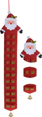 Produktbild von Filz Adventskalender Rot – Weihnachtsmann Motiv für Kinder & Weihnachtsdeko