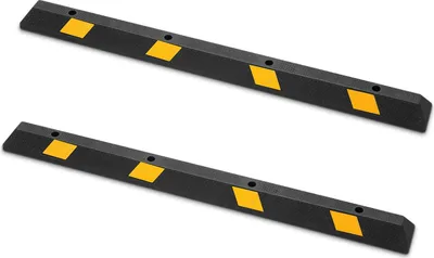 Produktbild von Radstopper - Parkstopper 2er Set - 184 x 16 x 11 cm - Aus Gummi - Mit Reflektorstreifen - Einparkhilfe/Parkplatzbegrenzung - Für PKW Lieferwagen LKW