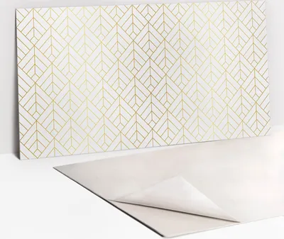 Produktbild von Goldene Geometrie – PVC Wandpaneele – Selbstklebende Wandfliesen – Dekopaneele selbstklebend – Vinyl Wandverkleidung  – Wanddeko selbstklebend – 100x50 cm