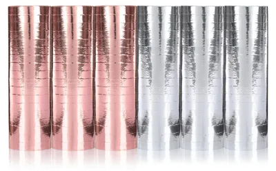 Luftschlangen Roségold/Silber metallic, 6er Pack, 108 Streifen
