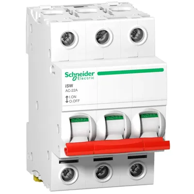 Zdjęcie produktu dla Wyłącznik izolacyjny Schneider Electric iSW, 3-biegunowy, 63 A, 415 V AC, dźwignia czerwona A9S66363