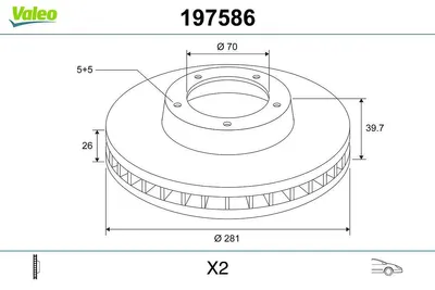 Produktbild von 2x VALEO Bremsscheiben Vorne für FIAT 500X (334) 281mm 197586