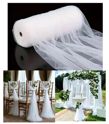 Tüllstoff weiß 160 x 500 cm, Organza, Dekostoff für Hochzeit
