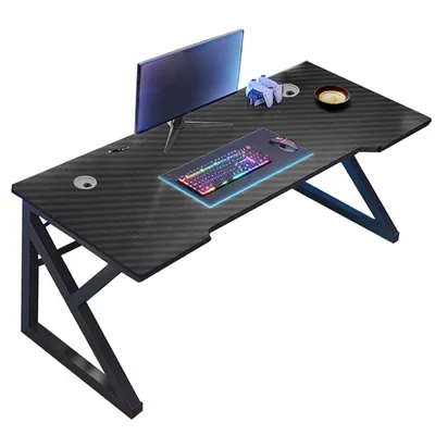 Zdjęcie produktu dla Biurko Gamingowe Komputerowe Czarne Carbon Nowoczesne Dla Gracza 120 Cm