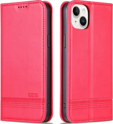 Obrázek produktu pro iPhone 15 Pouzdro, Peněženka s Magnetickým Uzávěrem a Stojánkem, Kožené Flip Pouzdro pro iPhone 15 Růžový
