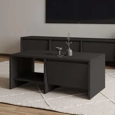 Obrázok produktu pre Skye Decor, kvalitný konferenčný stolík, antracitová farba, 90 x 35 x 45 cm | 100 % melamínom potiahnutá drevotriesková doska, hrúbka: 18 mm | Ideálny do moderného interiéru, elegantný a funkčný.