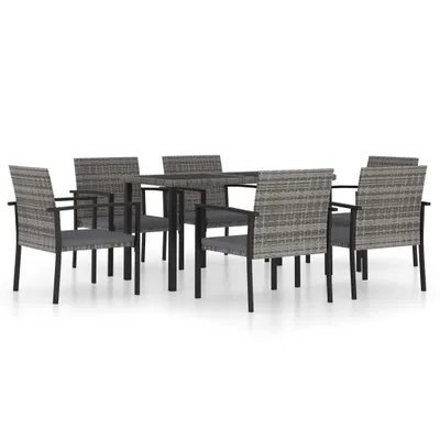 Obrázek produktu pro vidaXL 7dílný zahradní jídelní set Poly Rattan Grey
