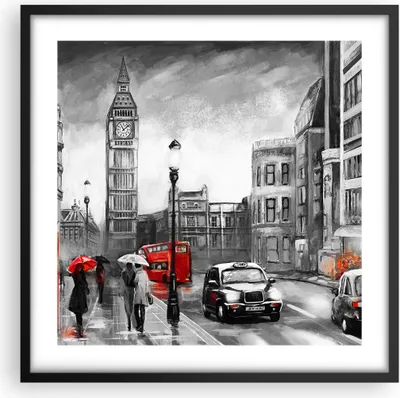 Produktbild von Gerahmtes Poster - Schwarzer Rahmen - London Bus - 50x50 cm - Wand Bild - Wanddeko - Wandbilder - Kunstposter - Wandposter - Bilderrahmen - Bilder - Kunstdruck - Wandbild - P2BAC50x50-3939
