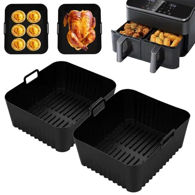 Immagine prodotto di Stampo in silicone per friggitrice ad aria, capacità 8,5L, set da 2 pezzi, adatto per friggitrici ad aria, resistente al calore
