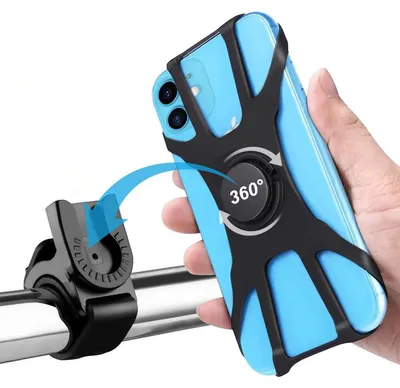 Produktbild von Fahrradhalterung Handyhalterung Smartphonehalter - Silikon - 360 Grad drehbar - Abnehmbar - Für 4 bis 7 Zoll