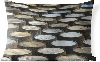 Produktbild von MuchoWow® Outdoor Kissen - Mit Whisky gefüllte Fässer - 50x30 cm - Wetterfest - Lounge Kissen - Sofa kissen - Wohnzimmer Dekoration