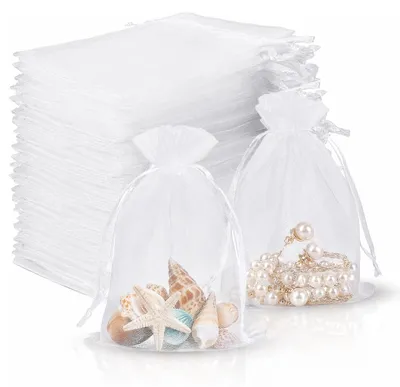 Obrázok produktu pre Sada 60 organzových vrecúšok – 15 x 20 cm – biela