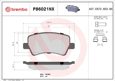 Produktbild von BREMBO Bremsbeläge Satz Hinten für VOLVO XC60 (156) P86021NX