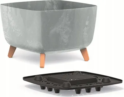 Image de nabbi Jardinière plastique sur pieds DGQL300E 29 cm - béton gris