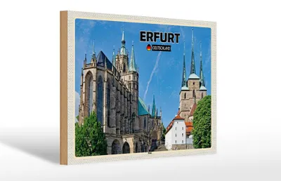 Produktbild von Holzschild Städte Erfurt Deutschland Dom Altstadt 30x20cm
