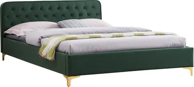 Produktbild von Polsterbett GLAMOUR mit edlem Samtbezug in grün Doppelbett Bettgestell 140x200 cm im Barockstil, inkl. Lattenrahmen