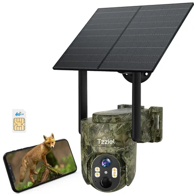 Zdjęcie produktu dla Kamera monitoringu zewnętrzna, 4G LTE, bezprzewodowa - rozdzielczość 2K (3MP) - obrót 360° - zasilana energią słoneczną