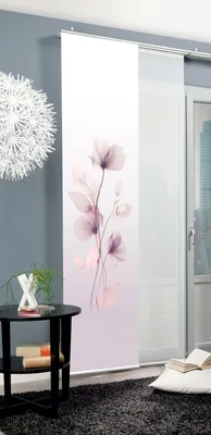 Produktbild von Schiebegardine BEREKUA, Seidenoptik, 245x60 cm, Blumendruck, + Zubehör