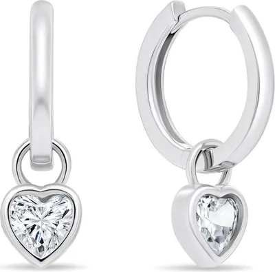 Produktbild von Silberne Ohrringe Ringe mit Herzen 2 in 1 EA528W